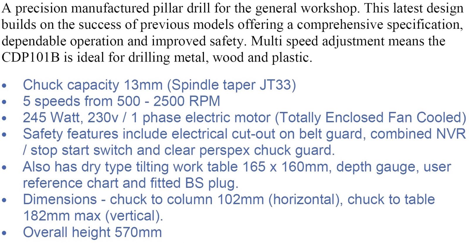 מקדחת עמוד שולחנית CLARKE CDP101B